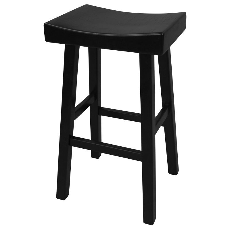 Black Wood 30" Saddle Style Backless Bar Stool