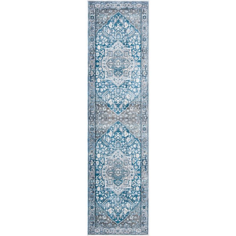 Vintage Charcoal and Blue Persian Runner Rug