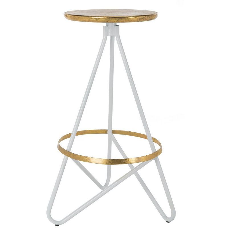 Galexia 30'' Gold and White Transitional Metal Bar Stool