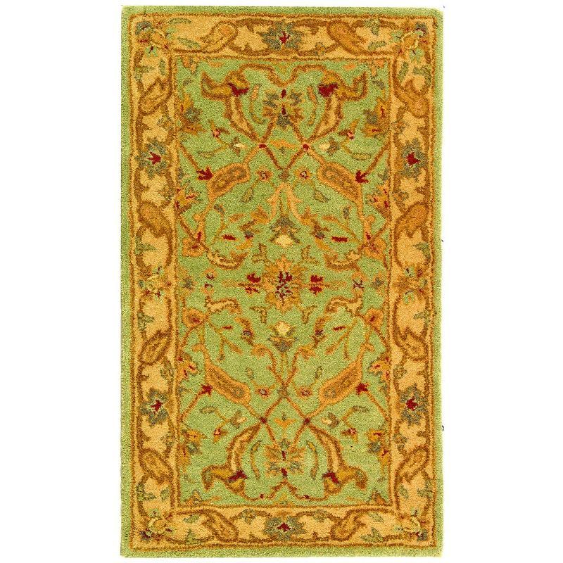 Antiquity Teal and Beige Hand-Tufted Wool Round Rug