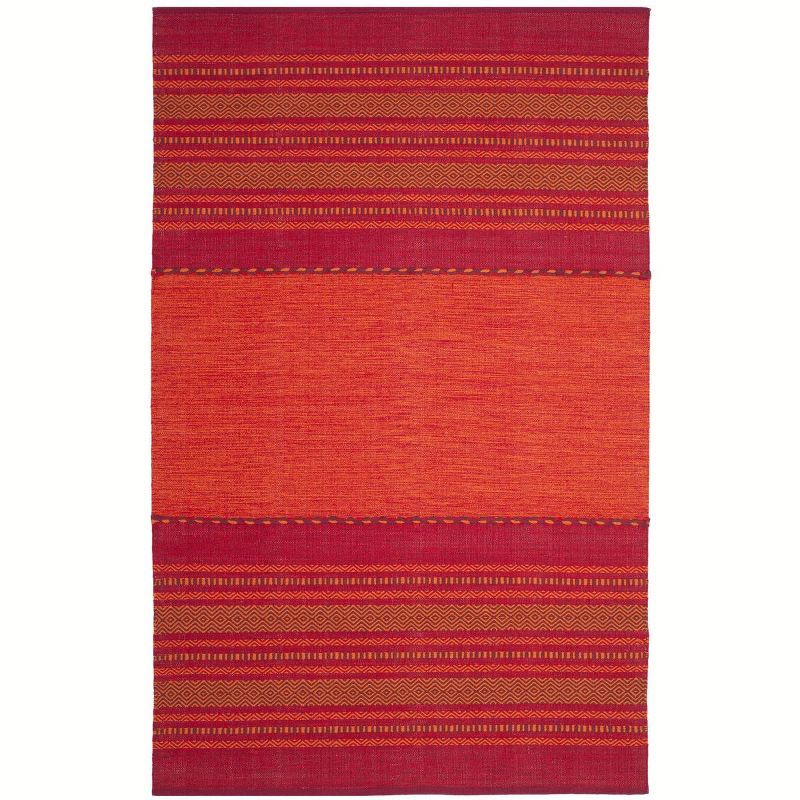 Handmade Red Cotton Flat Woven Rectangular Area Rug