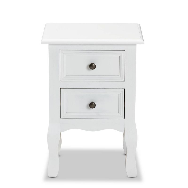 Caelan Classic White 2-Drawer Nightstand with Cabriole Legs