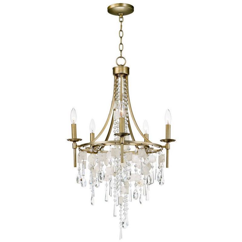 Mini Capiz Shell & Crystal 5-Light Chandelier in Gold Silver