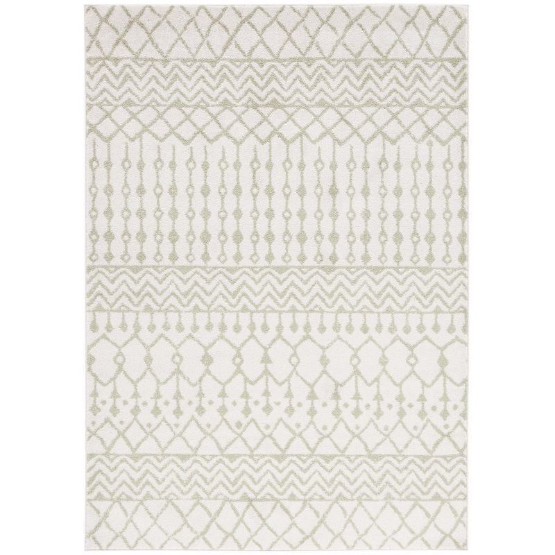 Ivory and Sage Hand-knotted Round Synthetic Area Rug