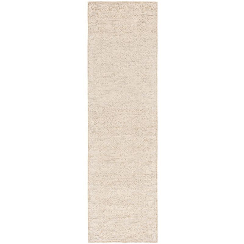 Ivory Geometric Hand-Tufted Wool Runner Rug, 2'3" x 8'
