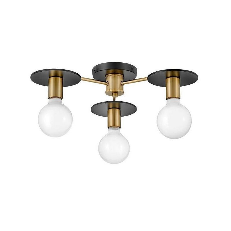 Bobbie Lacquered Brass & Black Globe 3-Light LED Chandelier