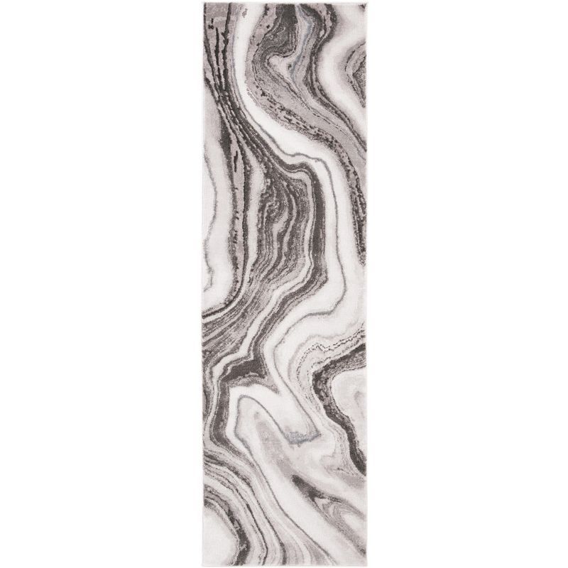 Gray Abstract Reversible Synthetic Runner Rug