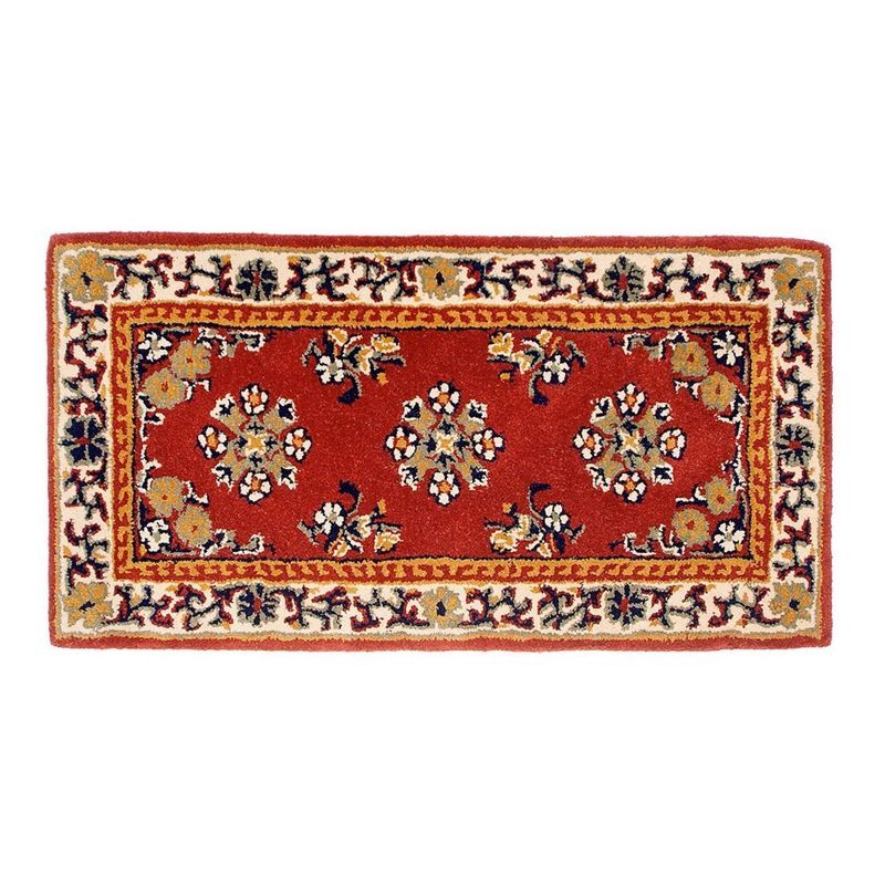 Burgundy Oriental Handmade Wool Rectangular Hearth Rug
