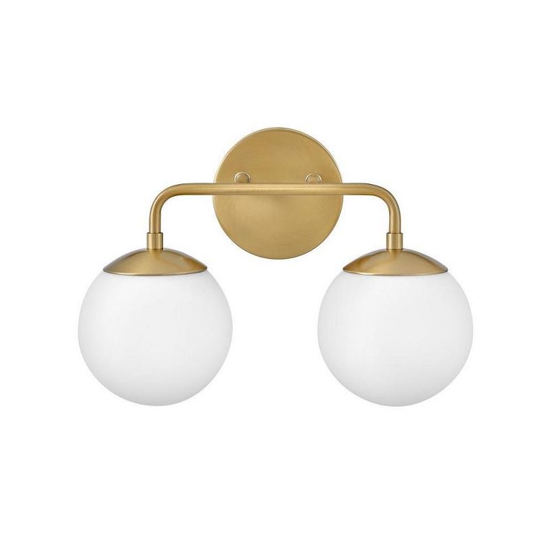 Lacquered Brass 2-Light Vanity with Etched Opal Glass Shades