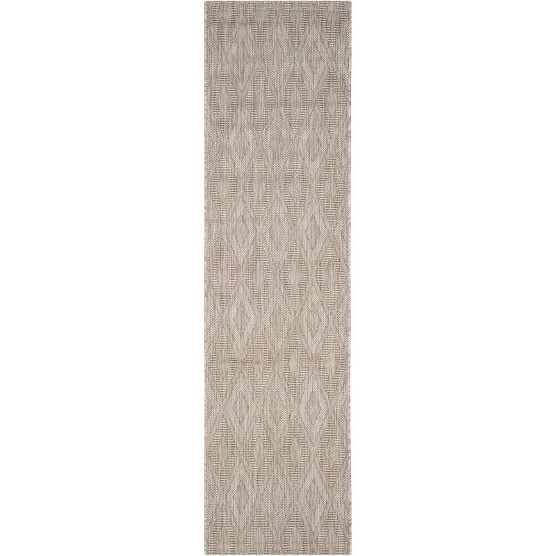 Beige Geometric 2'3" x 14' Indoor/Outdoor Runner Rug