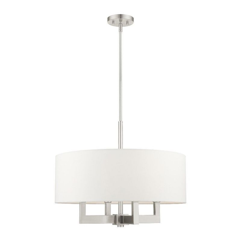 Cresthaven 4-Light Brushed Nickel Chandelier with Off-White Fabric Shade