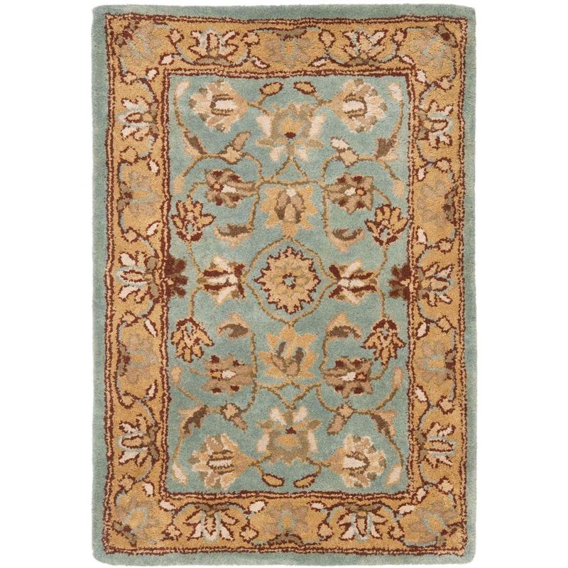 Elegant Traditions Hand-Tufted Wool Accent Rug in Blue and Gold - 27" x 4"