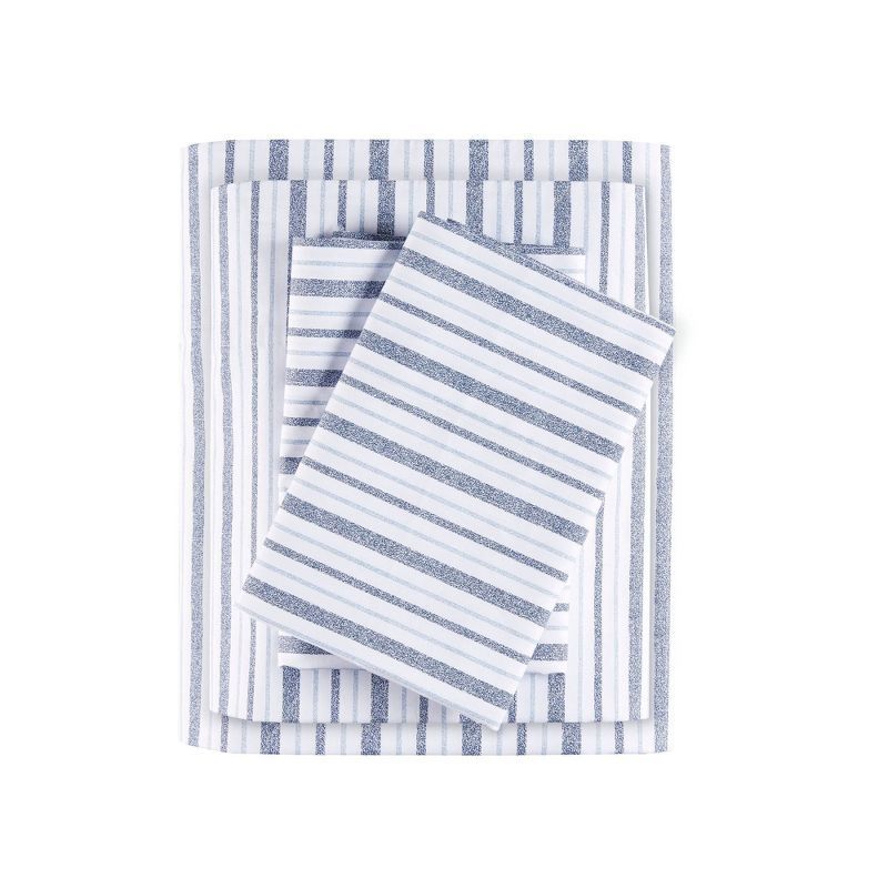 Full Blue Stripe Cotton Percale Sheet Set