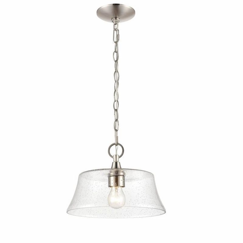 Caily 11.5" Brushed Nickel Pendant Light with Clear Glass Shade