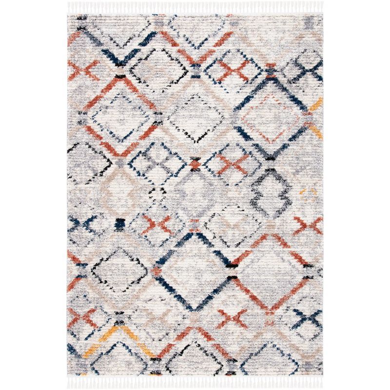 Gray and Multicolor Diamond Pattern Synthetic Area Rug