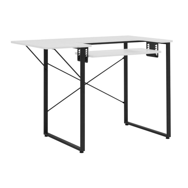 White and Black Adjustable Sewing Machine Table with Folding Top