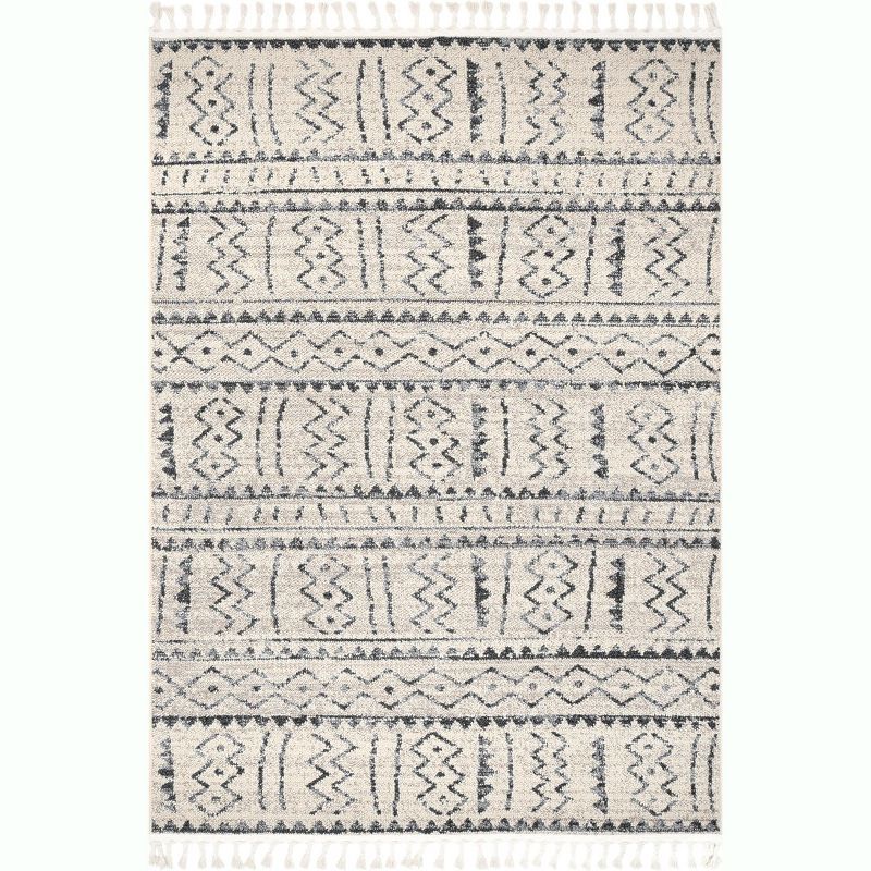 Ivory Geometric Reversible 8' x 10' Synthetic Area Rug