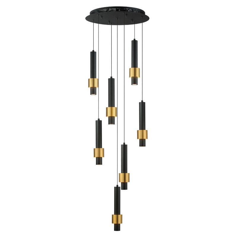 Modern Black and Gold 7-Light LED Pendant with Aluminum Finish