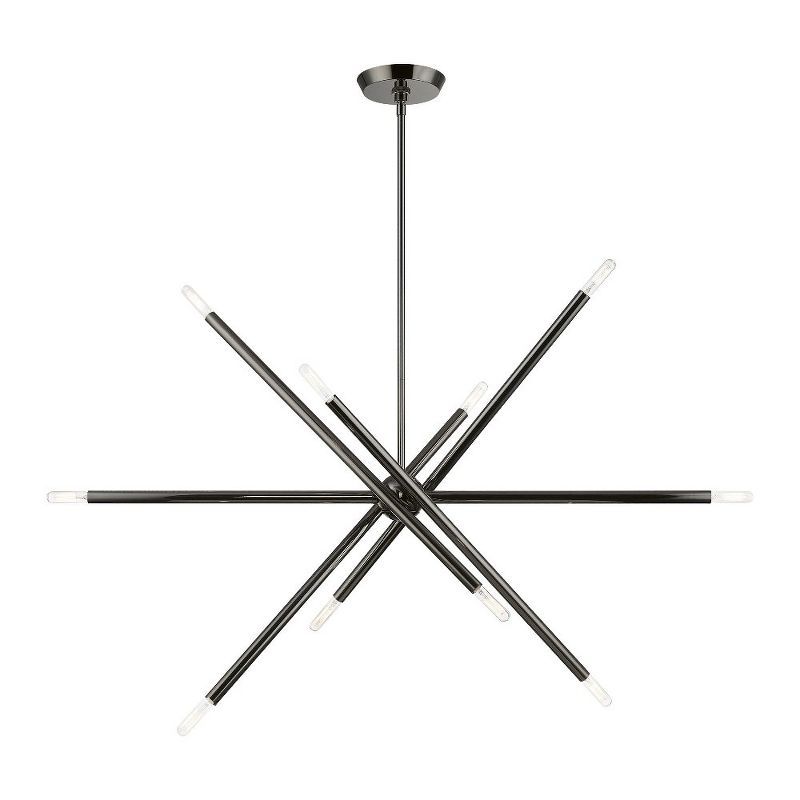 Soho Asymmetrical 10-Light Linear Chandelier in Black Chrome