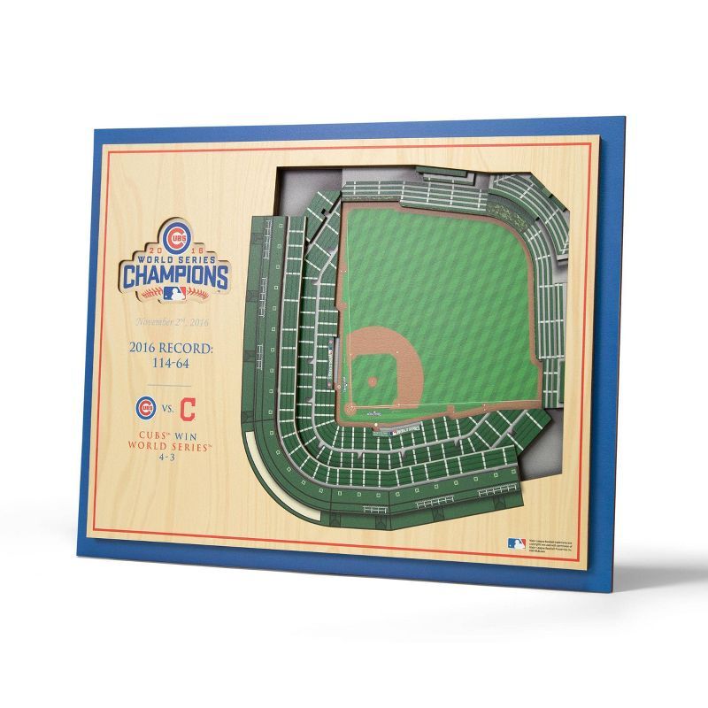 Chicago Cubs World Series Champions 3D Wooden Stadium Wall Art