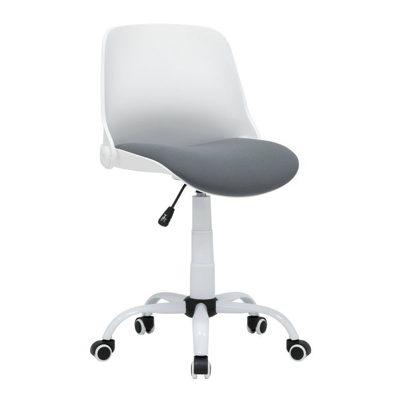 Ergonomic White and Gray Fabric Swivel Task Chair