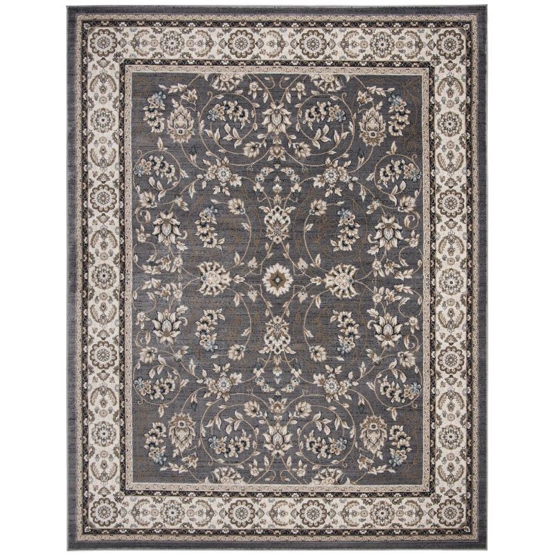 Grey and Cream 8' x 10' Synthetic Reversible Area Rug
