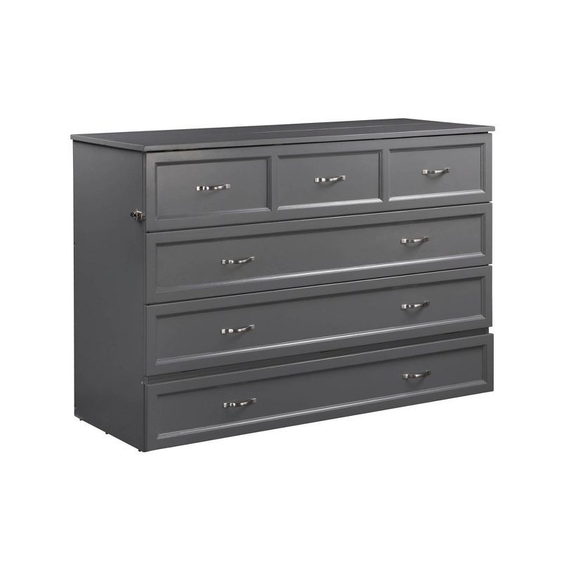 Deerfield Gray Farmhouse Queen Murphy Bed Chest with Charging Station