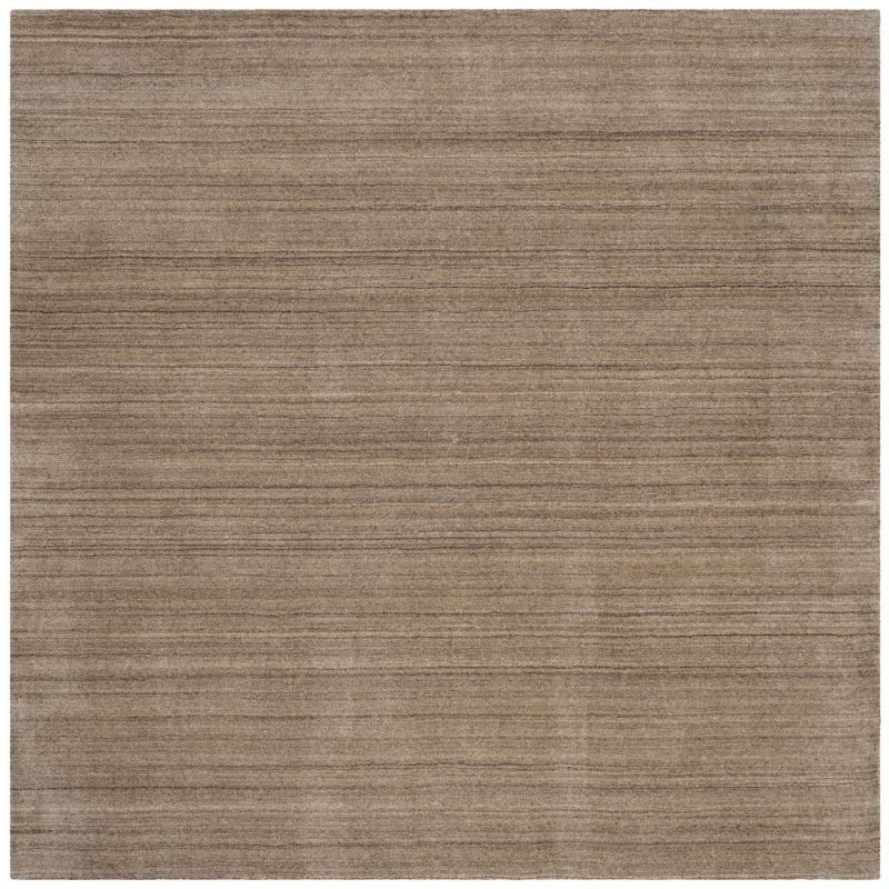 Taupe Hand-Knotted Wool Square Area Rug 6' x 6'