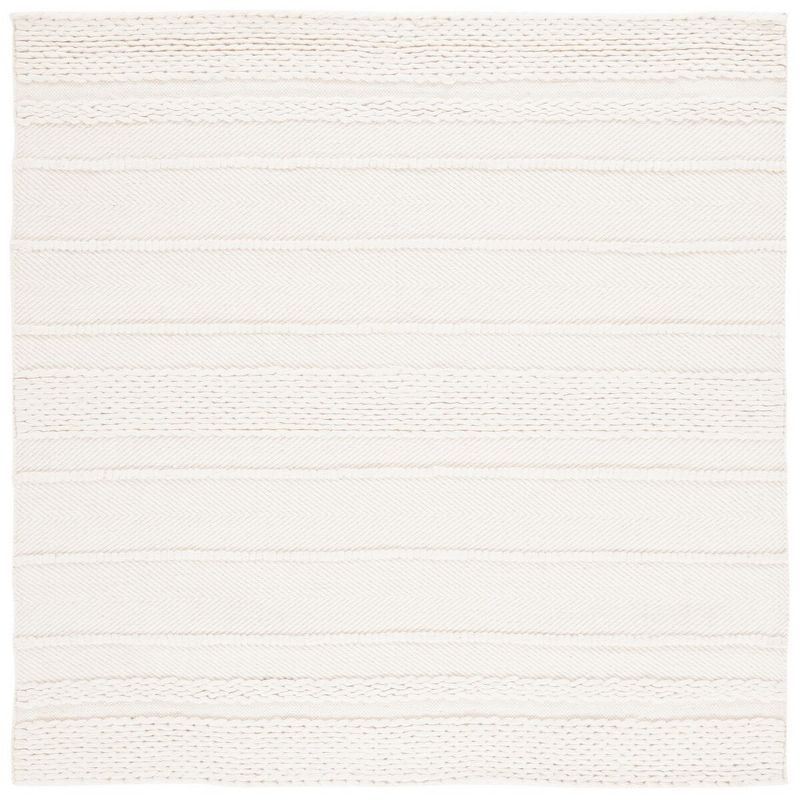 Ivory Square Hand-Tufted Wool Area Rug with Non-Slip Feature