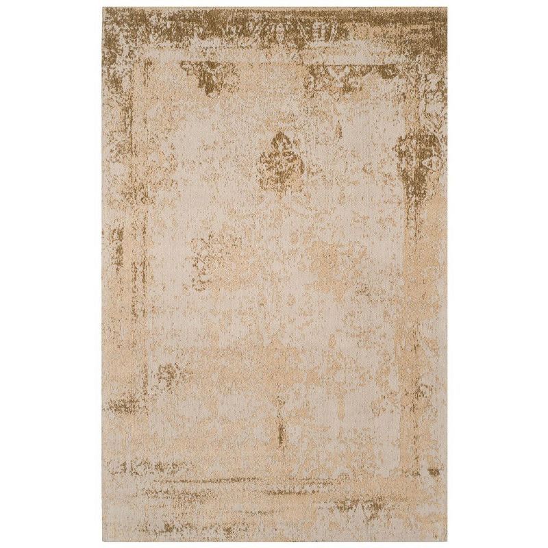 Classic Sand Floral Flat Woven Cotton Area Rug