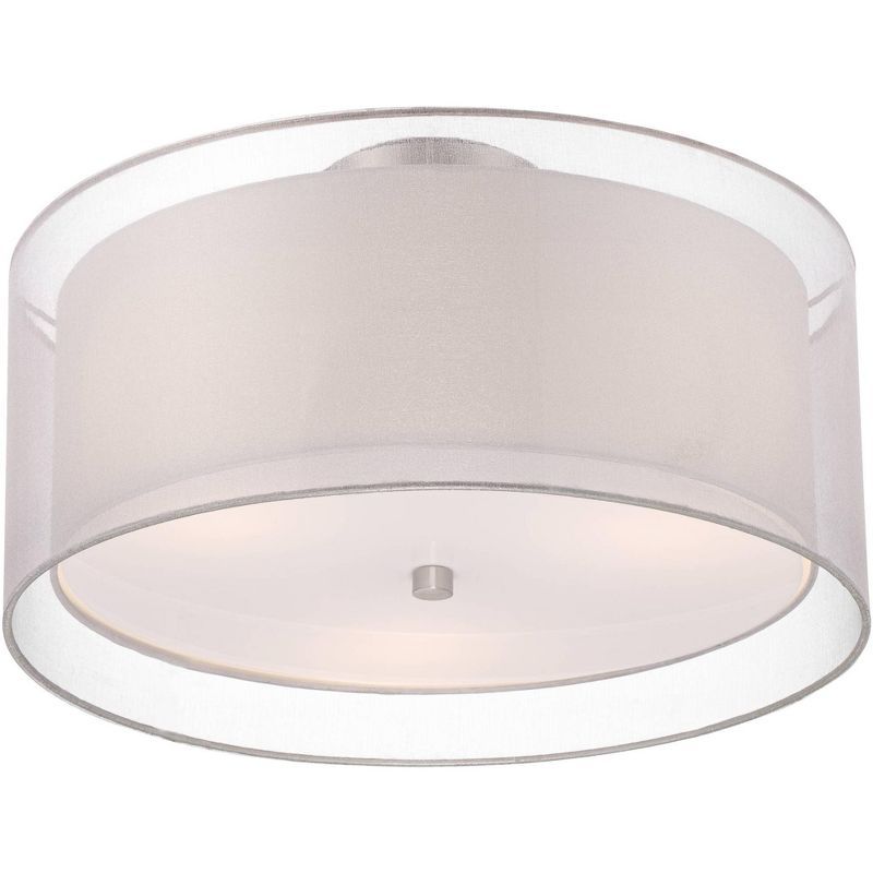 Polished Nickel Double Drum Ceiling Light with Acrylic Diffuser