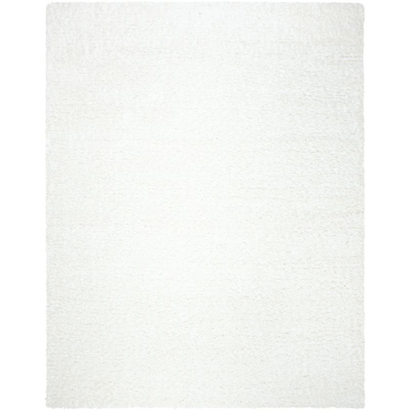 Ivory Solid Shag 8' x 10' Wool and Synthetic Area Rug