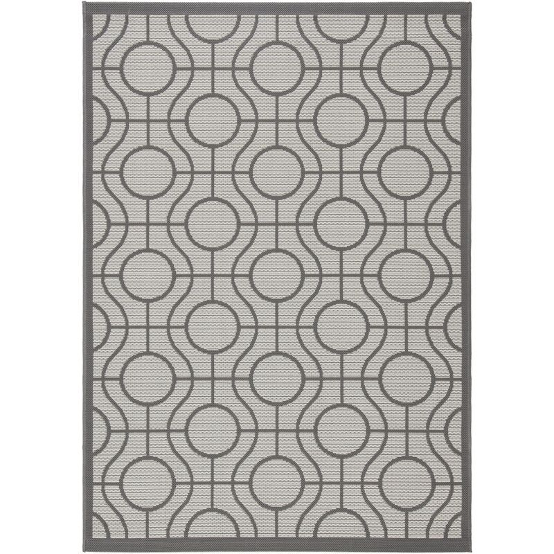 Elegant Reversible Gray Synthetic 4' x 5'7" Indoor/Outdoor Rug