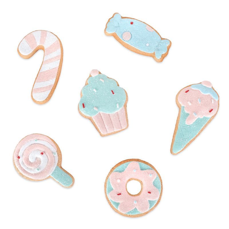 Pastel Blue and Pink Resin Gingerbread Cookie Ornaments Set