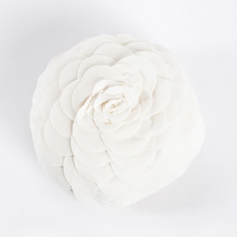 Ivory Round Flower Design Decorative Throw Pillow