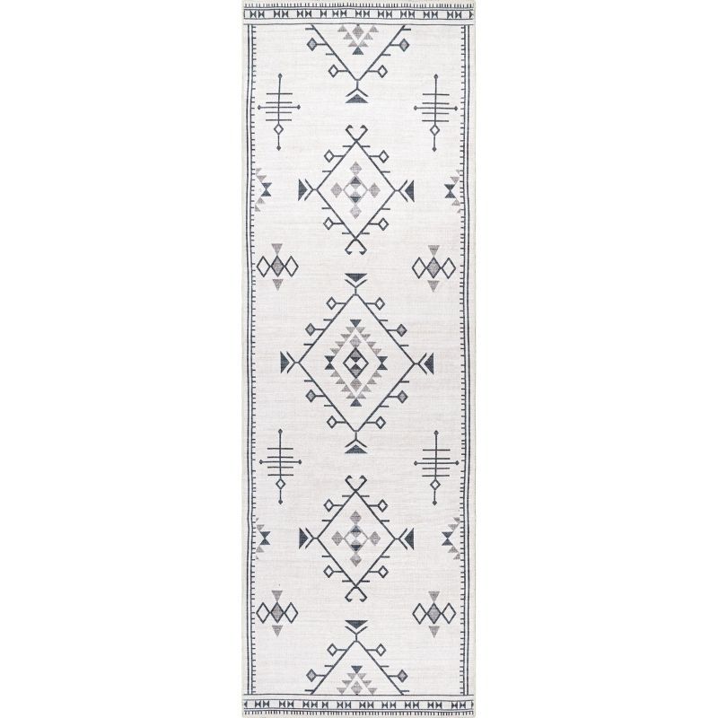 Cream Southwestern 16x10 Washable Synthetic Area Rug