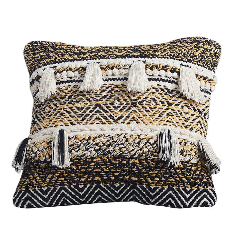 Handmade Cotton Euro Pillow Cover with Tassels