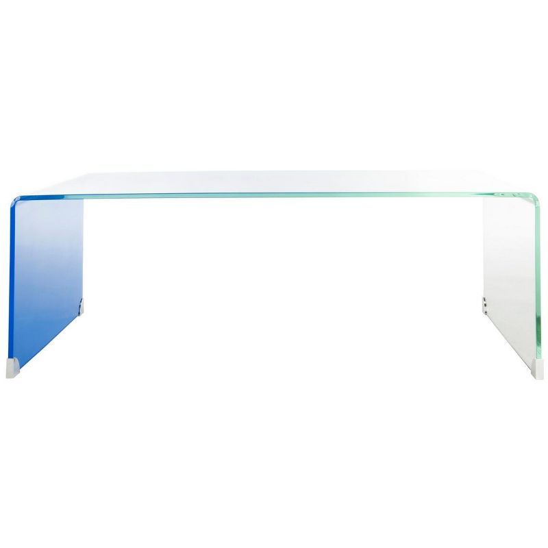 Crysta 47'' Blue Ombre Rectangular Glass Coffee Table