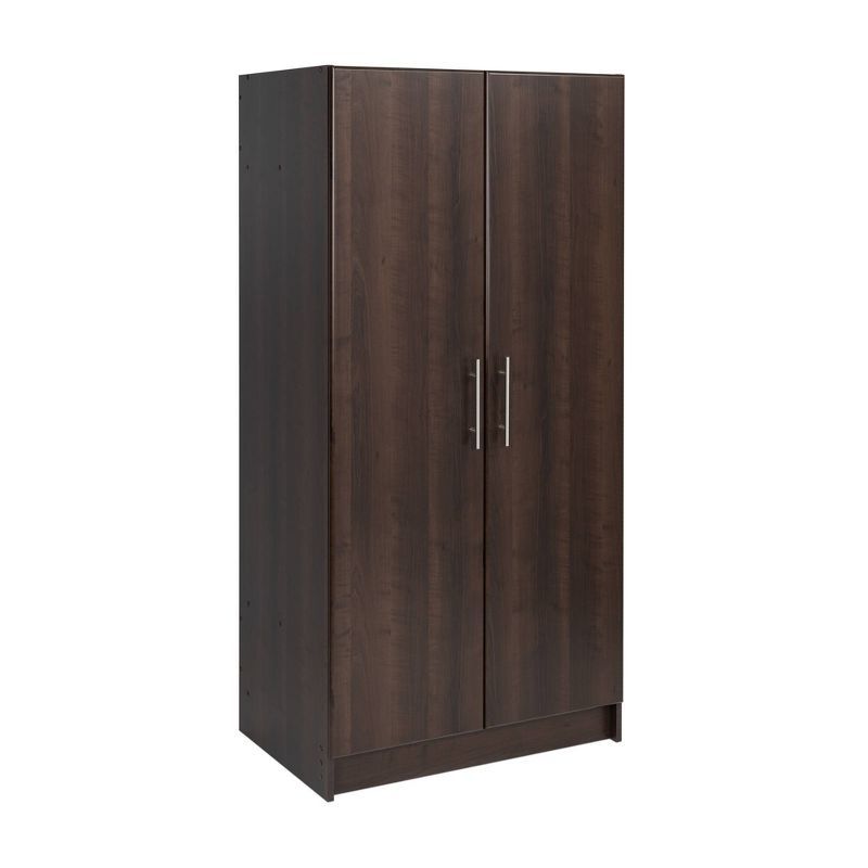 Elite 32" Espresso Wardrobe Cabinet with Hanging Rod and Shelves