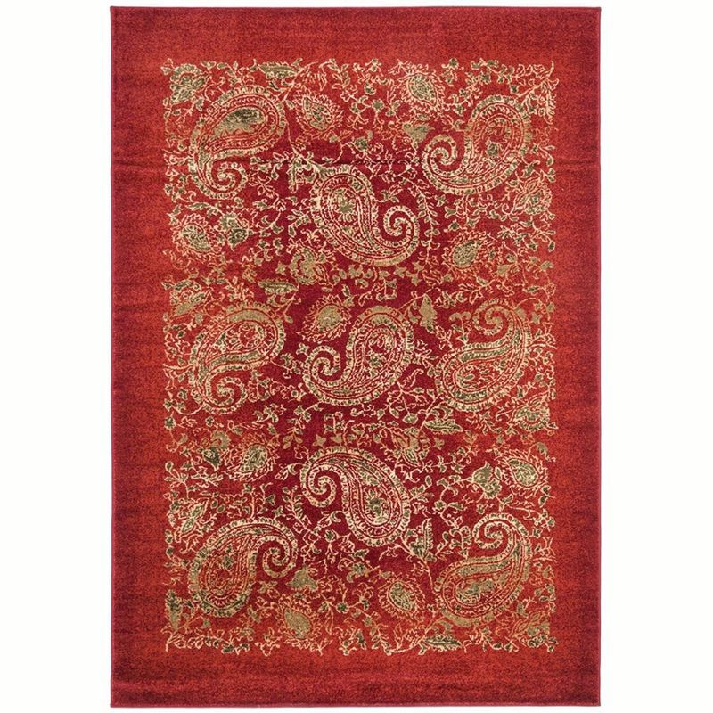 Lyndhurst Red and Multicolor Synthetic Rectangular Area Rug
