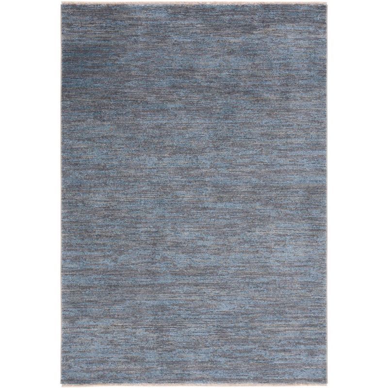 Lasa 8' x 10' Blue Solid Synthetic Stain-Resistant Area Rug