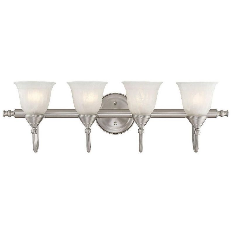 Brunswick 4-Light Satin Nickel Vanity Light with Glass Shades