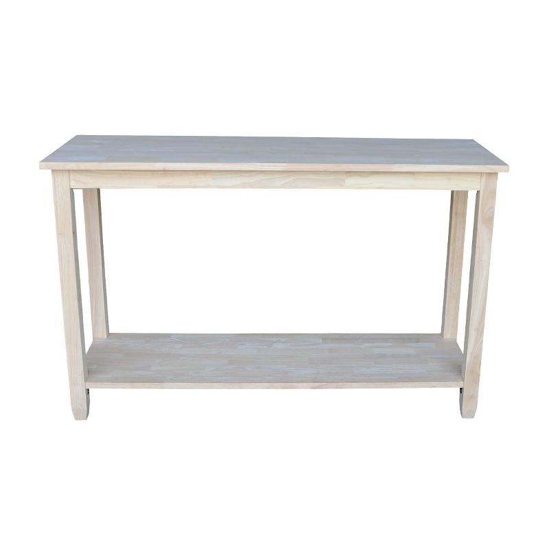 Solano Unfinished Solid Wood Console Table with Storage Shelf