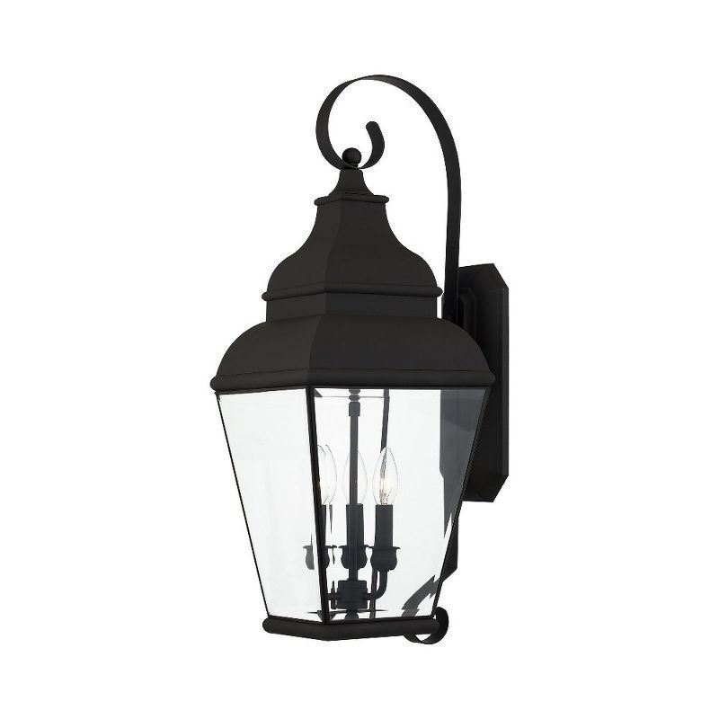 Elegant Black 3-Light Outdoor Lantern with Dimmable Clear Beveled Glass