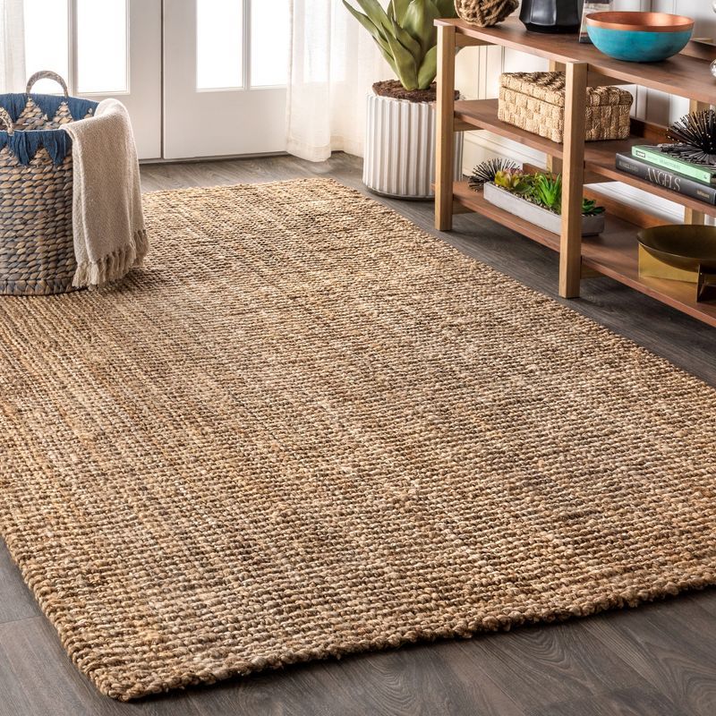 Natural Chunky Handwoven Jute Rectangular Area Rug