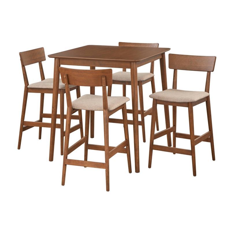 Walnut and Mocha 5-Piece Counter Height Dining Set