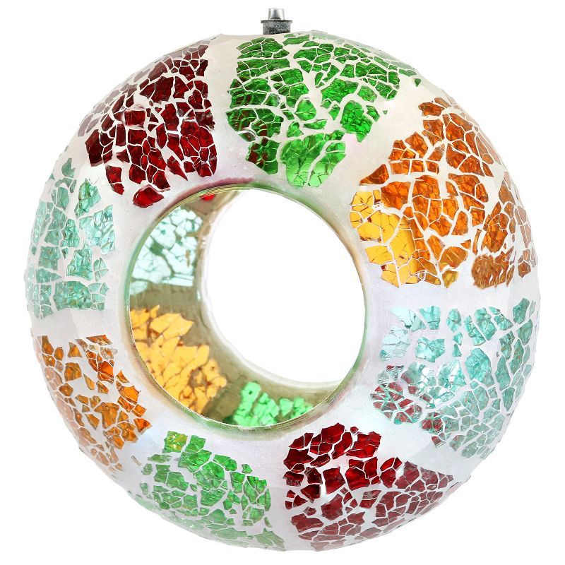 6.5" Summer Mosaic Glass Hanging Bird Feeder