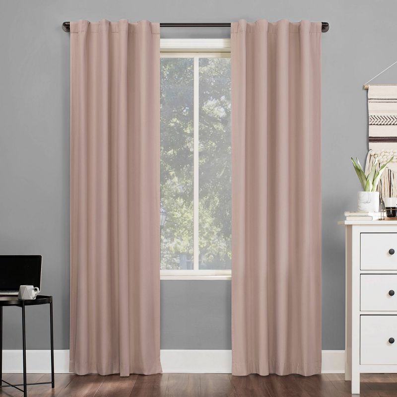 Blush Polyester Blackout Thermal Back Tab Curtain Panel