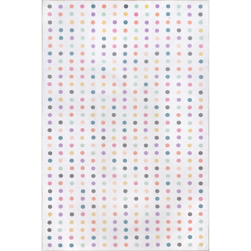 Ivory Polka Dot Washable Kids Area Rug