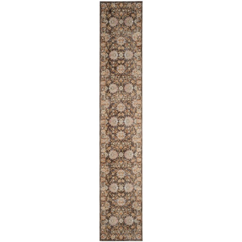Vintage Persian Brown and Multicolor Synthetic Runner Rug, 2'2" x 8'